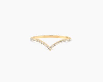 14K Solid Gold Diamond Cross Ring: Pave Stacking Jewelry