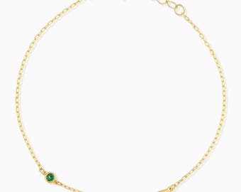 GELIN Initial and Birthstone Bracelet in 14k or 10K Solid Gold