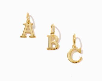 14k Solid Gold Initial Pendant: Personalized Letter Charm