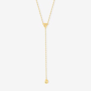 14k Solid Gold Diamant Y Halskette: Lariat Kette