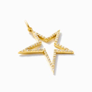 Diamond 14K 10K Solid Gold Star Pendant for Women