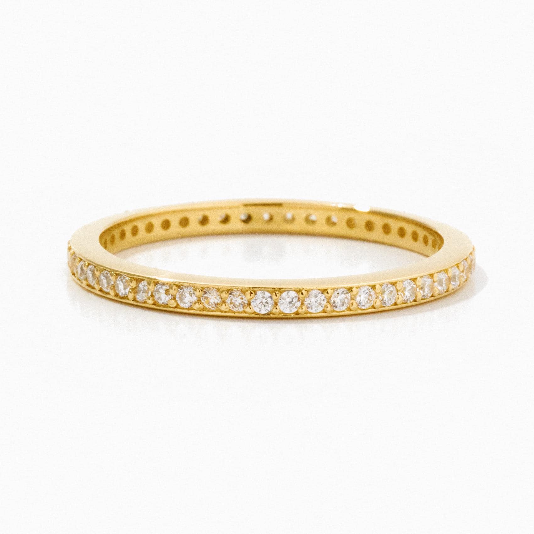 14K Solid Gold Diamond Eternity Ring: Stackable Wedding Band