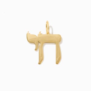 Colgante Chai de oro macizo de 14 k para mujer / Dije con símbolo de vida en oro de 14 k / Regalo perfecto para mamá / Dije con letra hebrea (solo colgante)