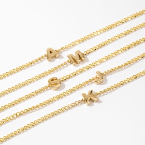 GELIN Massivgold Anfangsarmbänder für Mädchen-Frauen-Schmuckgeschenke - 14k & 10k Goldbuchstabe-Anfangsarmband Zierliche Goldarmbänder