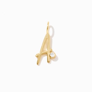 Dije inicial de oro macizo de Gelin • Colgante con letra de diamante para mujer • Joyería personalizada • (Todas las letras de la A a la Z están disponibles)