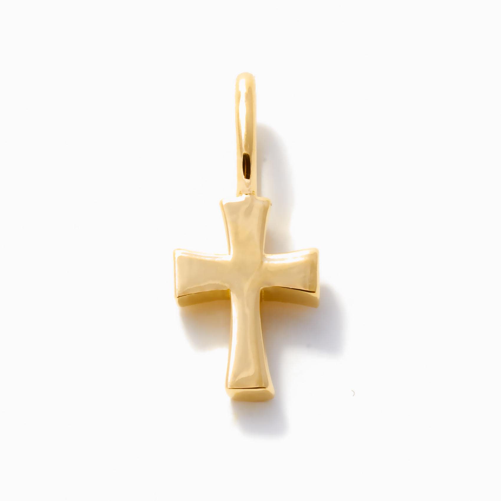 14k Gelbgold Poliert Kleines Geknosptes Kreuz Religiös Charm 0,75