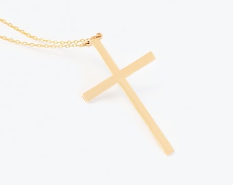 14K Solid Gold Cross Necklace: Dainty Christian Jewelry Gift
