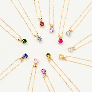 14k Solid Gold Birthstone Necklace | Gemstone Jewelry | Personalized Gifts | Perfect Valentines Gift for Her