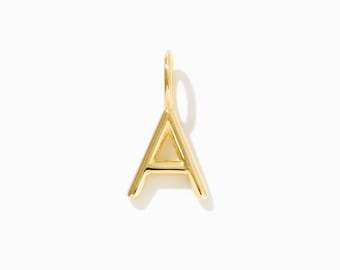 14k Solid Gold Initial Pendant: Dainty Letter Charm