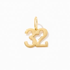14K Solid Gold Number Charm Pendant: Lucky Year, Angel Number
