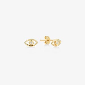 14k Gold Diamond Evil Eye Stud Earrings: Protective Jewelry