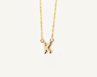 14K Solid Gold Custom Bubble Letter Necklace | Custom Initial Necklace | Balloon Letter Necklace | 14K Real Gold Jewelry | Personalized Gift