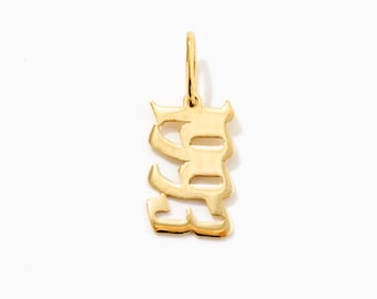 Date-Year Pendant in 14k Solid Gold / Angel Number Charm
