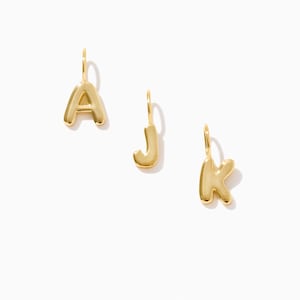 14k Solid Gold Bubble Brief Anhänger für Frauen (A bis Z alle Buchstaben)