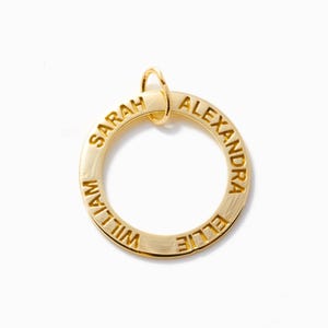 Engravable 14K Solid Gold Open Circle Charm Pendant: Personalized Name Necklace