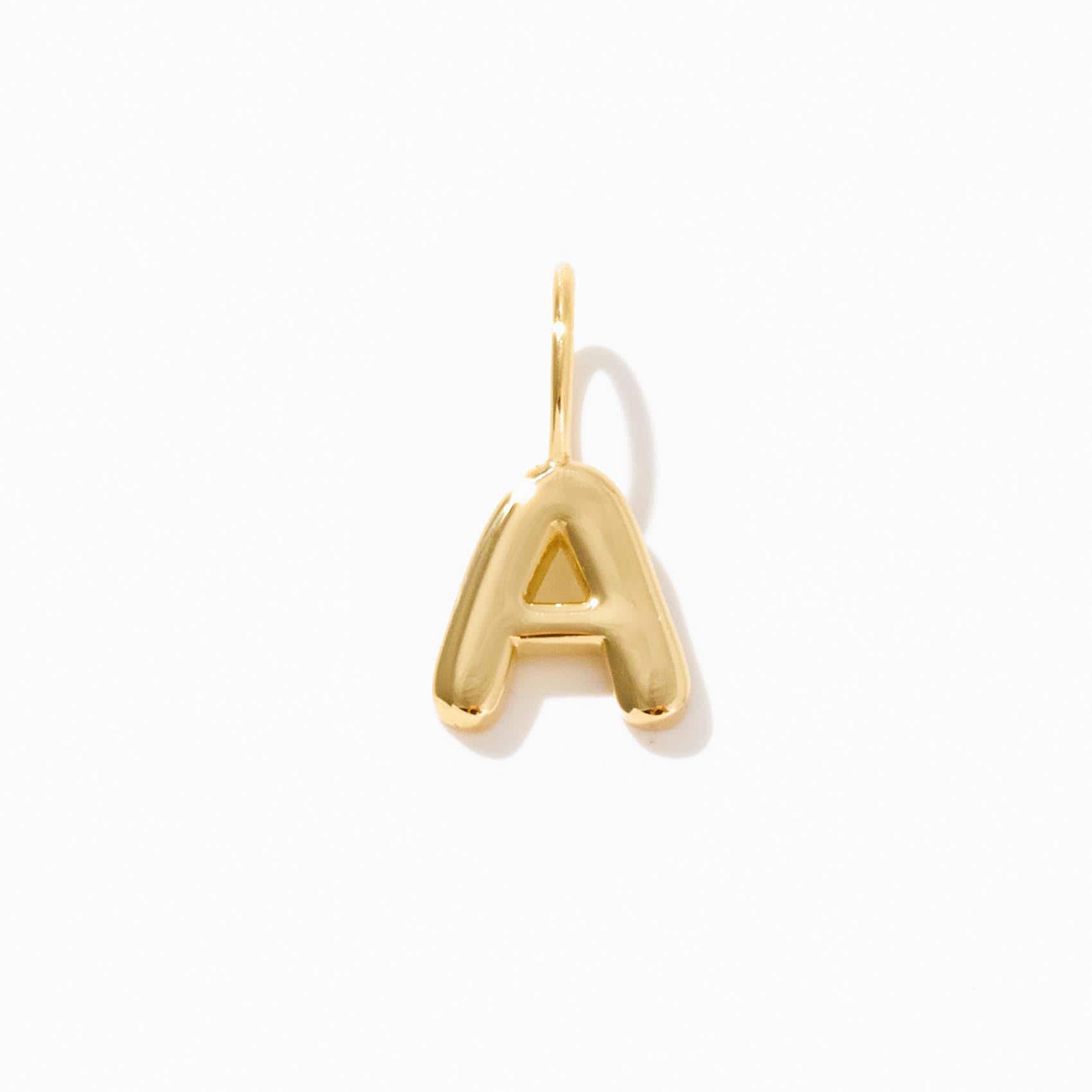 14k Solid Gold Bubble Brief Anhänger für Frauen (A bis Z alle Buchstaben)