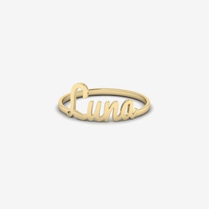 14K Gold Personalized Name Ring: Custom Stackable Jewelry