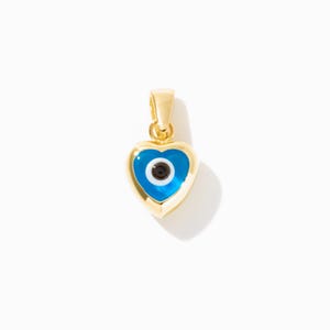 Herz Evil Eye Anhänger 585er Gold für Frauen | Böser Blick Anhänger | Augenschmuck | Echt Gold Auge Halskette | Geschenk für Mamas