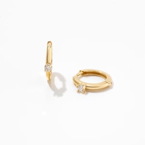 14K Solid Gold Diamond Hoop Earrings: Minimalist Fine Jewelry