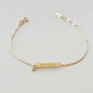 Engravable Diamond 14k Gold Bar Bracelet: Personalized Name Bracelet
