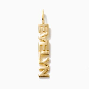 Solid Gold Personalized Name Charm: Custom 14K Gold Pendant