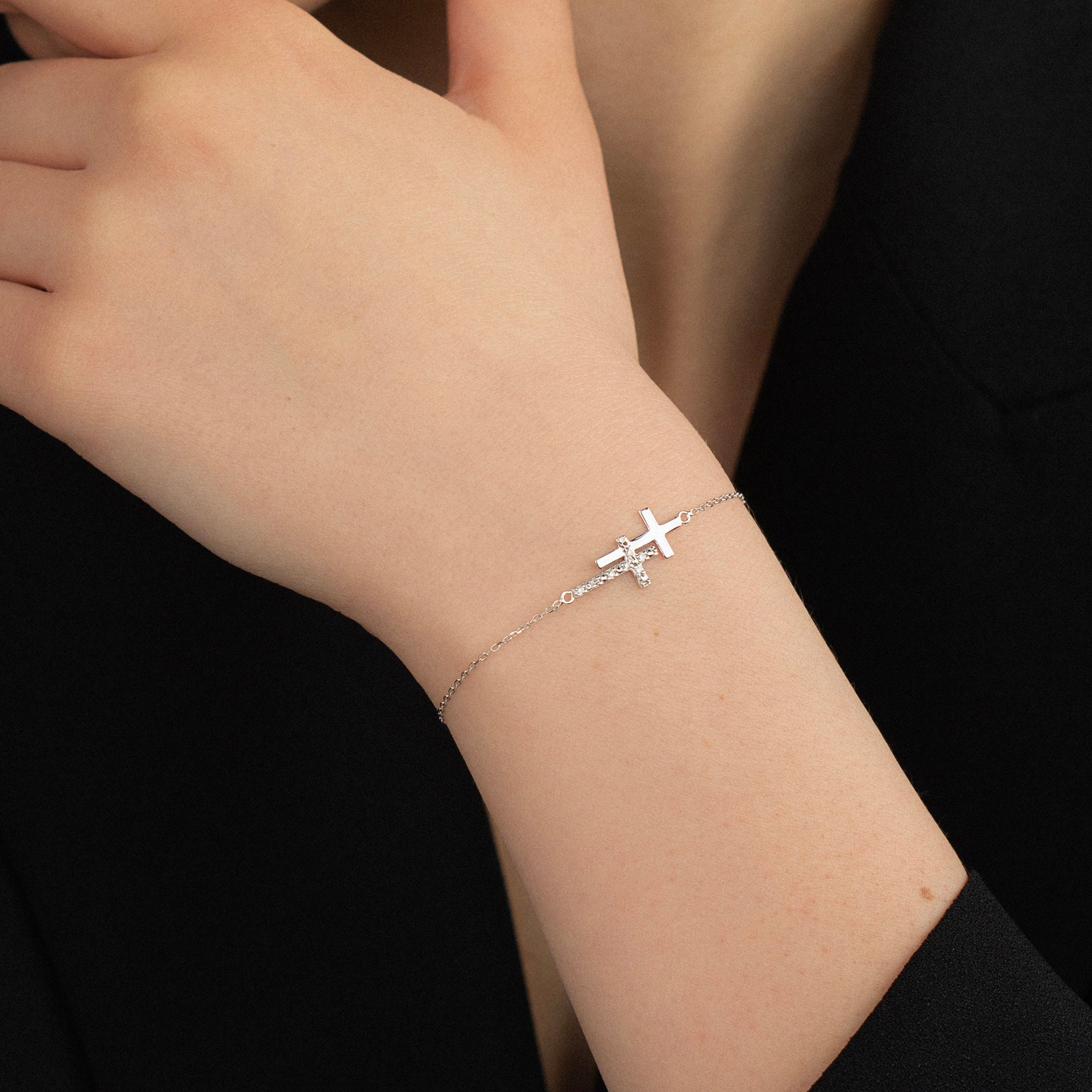 Dangling Diamond Cross Bracelet – San Antonio Jewelry