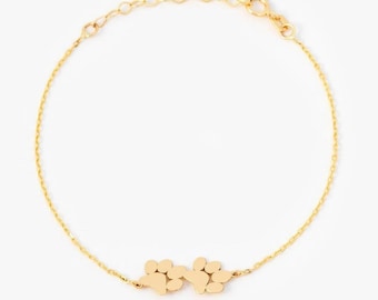 Paw Print Bracelet: Simple 14K Gold Pet Jewelry (Adjustable Chain)
