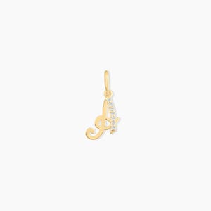14k or 10k Solid Gold Diamond Initial Letter Charm Pendant: Personalized Script Letter Jewelry