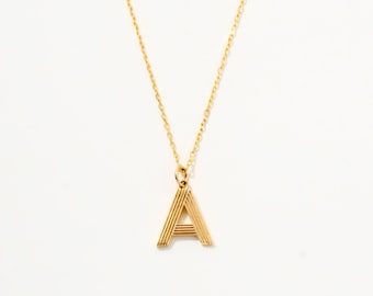 14k Solid Gold Initial Necklace: Personalized Letter Necklace (A to Z, All Letters)
