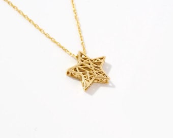 14K Solid Gold Star Necklace for Women | Star Pendant Necklace | Dainty Star Necklace | Celestial Necklace | Gift for Mom/Wife/Girlfriend
