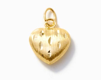 14k Solid Gold Heart Pendant: Heart Charm for Women