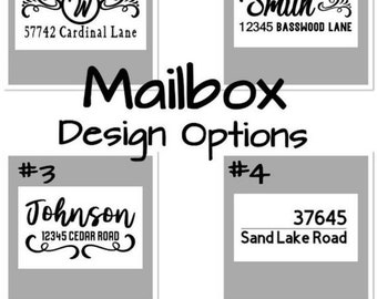 10”-12” mailbox decals - customized name stickers decals - choose color & design! Add your personalized info - 10 designs to choose from!