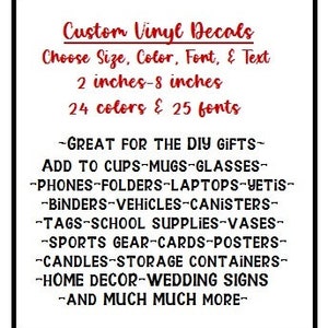 Customized personalized vinyl decal label - choose size, color, font, & text - self adhesive sticker with name text - cups, crafts, organize