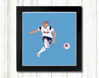 Ilustraciones de Harry Kane / Tottenham Hotspur / Fútbol / Fútbol americano para imprimir, decoración de pared, regalo para padres, niños, fanáticos de los deportes, entrenadores