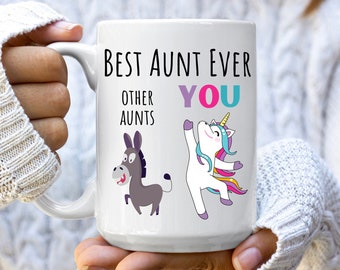 Taza de tía, regalo para tía, regalos divertidos de tía, tazas lindas de tía, regalo de tía nueva, taza de tía, taza de unicornio, regalo de cumpleaños de tía, mejor taza de tía