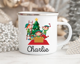 Personalized Christmas Mug, Elf Mug, Santa's Elves Mug, Holiday Mug, Kids Christmas Party Favors, Elf Decor, Cute Holiday Mug, Elf Mug Gift