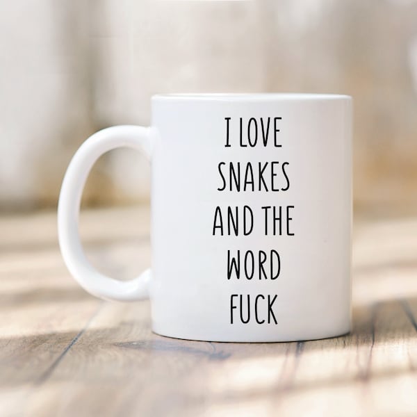 Snake Mug, Snake Gift, Snake Lover Gift, Snake Mugs, Snake Gifts, Funny Mugs, Funny Gifts, Snake Cup, I Love Snakes And The Word Fuck Mug