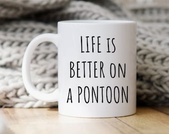 Tazza pontone, Regalo divertente pontone, Tazza barca pontone, Regalo per l'amante del pontone, Tazze pontone, Regali pontone, Regalo del proprietario del pontone, Tazza Lakehouse