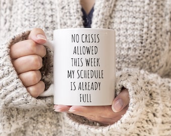 Funny Coworker Mug, Mugs For Coworkers, Gift For Coworker, Boss Mug, Funny Work Mug, No Crisis Allowed This Week My Schedule Is Already Full