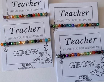 Teacher Bracelets, teacher gifts, thank you gifts, TA gift, thank you gift for teachers, beaded bracelets, beaded jewellery, teacher jewelry