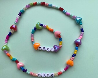 Kids Heart Bracelet | Matching Necklace Available | Kids beaded bracelet | beaded jewellery | stretch bracelet