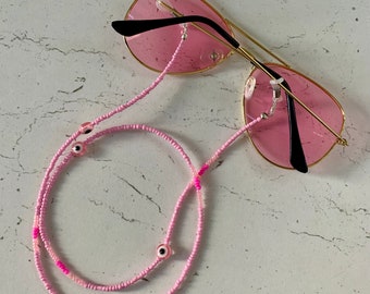 Beaded evil eye Sunglasses Chain - Sunglasses chains - beaded jewellery - summer jewellery - beaded chains - summer jewellery