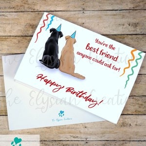 Carte d'anniversaire personnalisée Labrador et Golden Retriever, carte d'amant de chien, carte Labrador, carte Golden Retriever, message de carte personnalisé