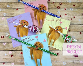 Golden Retriever Kids Valentines, Dog Valentine, Class Room Valentines, Elementary School Valentines, Valentine's Day gifts