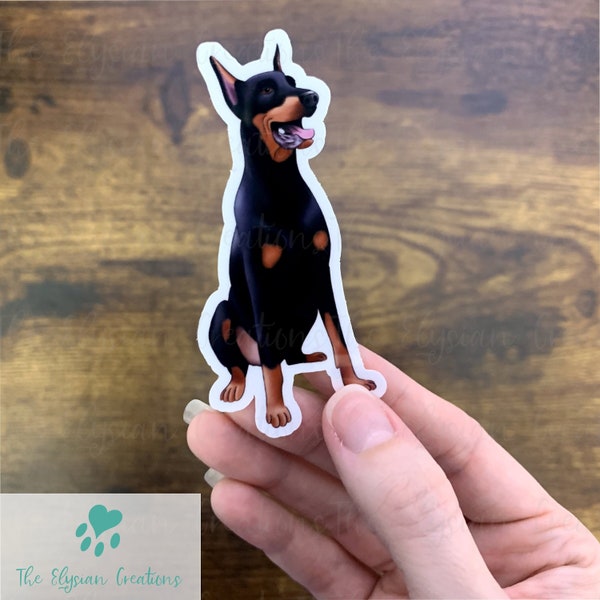 Doberman Pincher Sticker, Water Proof Sticker, Dog Sticker, Water Bottle Sticker, Black and Tan Doberman