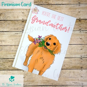 Carte de grand-mère Golden Retriever, je t'aime grand-mère, carte de fête des mères chien, carte de fête des mères mignonne, carte dorée, carte de fête des grands-mères