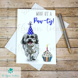 Carte d'anniversaire Shih Tuz personnalisée, carte drôle de patte, carte drôle de chien, carte mignonne d'amant de chien, message personnalisé de carte