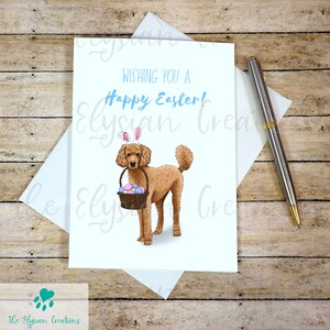 Carte de Pâques joyeuses, Carte de Pâques caniche, Carte de Pâques pour chien, Carte de Pâques religieuse, Carte de Pâques mignonne, Carte Caniche