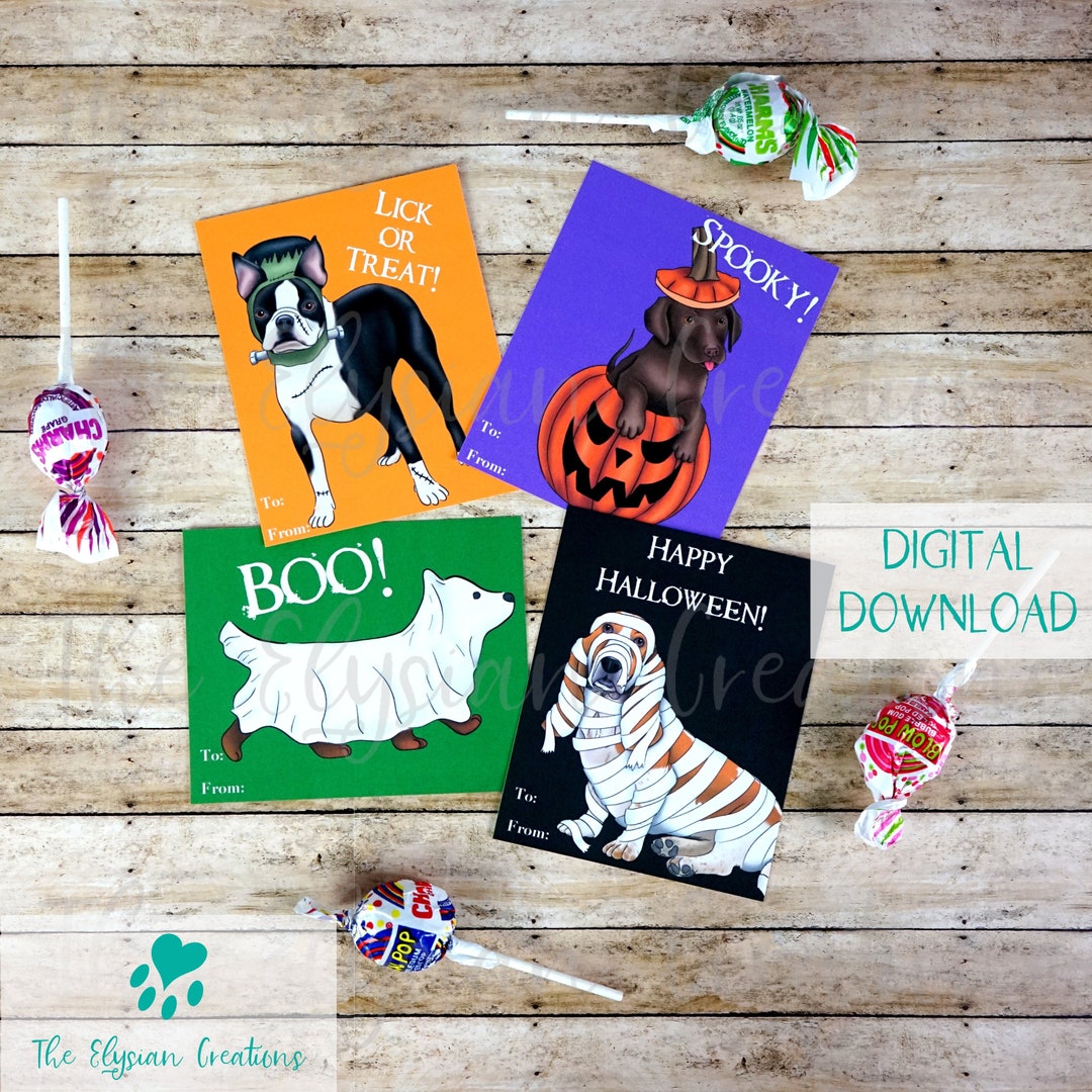 Dog Halloween Party Favors Printable File Small Dog Etsy