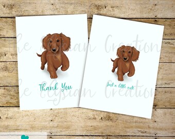 8 Dachshund Note Card Set, Thank you card Set, Blank Card Set, Dog Thank you cards, Cute Graduation Thank you Cards